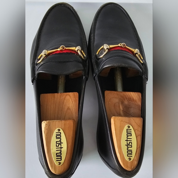 Gucci Black Leather Men's Horse Bit Loafers Size US